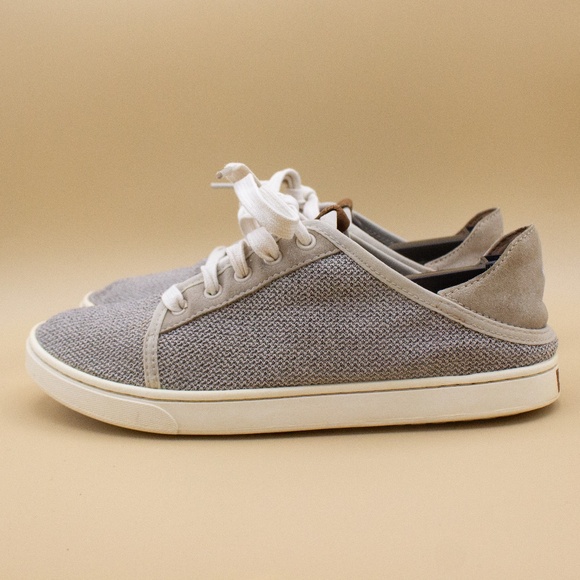 Olukai Pehuea Li Lace Up Beige Tan Casual Comfort Sneakers Women's Size 8 - Picture 1 of 8